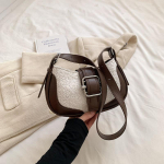 Moodne lambavilla sordi stiilis crossbody kott Korea retro vanem tunnetusega &otilde;lakott V&auml;rvikontrast tekstuuriga igap&auml;evane kott kaenla alla