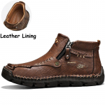 Meeste saapad K&otilde;rge &uuml;laosaga nahksaapad Plush Outdoor Suured S&uuml;gis/talvised Pluss Velvet Soojad K&auml;sitsi valmistatud Poolsaapad 44 pruun