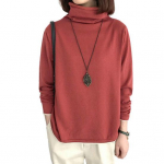 Naiste top Stiilne karvakrae &uuml;hev&auml;rvilised T-s&auml;rgid Pehme mugav pikkade varrukatega pullover s&uuml;gistalveks L must