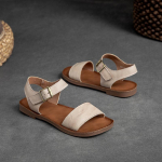 Lihtsad ehtsast nahast lamedad sandaalid Hook&Loop &uuml;hev&auml;rvilised pehme tallaga mitmek&uuml;lgsed naistejalatsid 36 beež