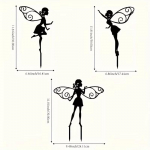 3 tk Metallist lillehaldjas siluett Aia vaatamisv&auml;&auml;rsused Dekoratiivsed haldjaskulptuurid maaaedadele V&auml;lis&otilde;ue Murukunst valge