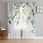 S&uuml;gisoksad Lehed &Otilde;hukesed Kardinad Elutoa Kaunistamiseks Akna Kardinad K&ouml;&ouml;ki T&uuml;ll Voile Organza Kardinad W135 x H115cm x1&Grommet Top