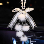 Mood Teemant Autotarvikud Bling Hairball Ripats Auto tahavaate Peegli Ripats S&uuml;nnip&auml;evakingitus Autodekoratsiooni kaunistused must