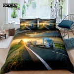 Kodu elamine Luksuslik 3D Veoauto Voodipesukomplekt Punane Veoauto Tekikate Padjap&uuml;&uuml;r Kuninganna ja Kuningas EL/USA/AU/UK Suurus Tekikott Voodipesu EU single(135x200cm)