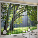 Looduslik maastik Mets maastik Muru Puu Aken Kardinad Elutoa Rulood Magamistoa Vannitoa K&ouml;&ouml;k Uks Kodukaunistus 2tk W85X200H(cm)x2Pcs&Grommet Top