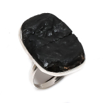 Natural Black Tourmaline Gemstone 925 Sterling Silver Jewelry Ring Size 7 l6t17
