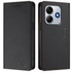 Luksuslik nahast &uuml;mbris Blackview Wave 6C/Shark 8/Oscal Modern 8/A53/A52 Pro RFID-i blokeerimiskaardi pesad Magnetiline Attraction statiiv P&otilde;rutuskindel klappkate RedMi K50i must