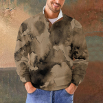 Meeste Retro Casual gradienttr&uuml;kiga kampsun XXXL kohv