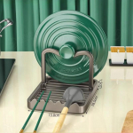 P&otilde;randal seisev panni, poti ja kaane hoidja, riiul, lusikahoidja, potikaane hoidja, spaatel, supilusikas, hoiuriiul, potikaane hoidja, k&ouml;&ouml;gihoidja