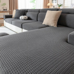 Elastne diivani kate Luksuslik reguleeritav elastne diivani kate elutoa diivani istmekate 1 2 3 4 istet l-kujuline t&auml;iskomplekt Plus L(3 seater) tumehall v&auml;rv