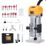 Kompaktne ruuter 800 W puidu freesimine trimmimine, graveerimine, 30 000 p / min muutuva kiirusega EU kollane