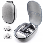 VR-salvestuskott Meta Quest 3/3 jaoks, &uuml;hildub erinevate peakomplektidega, kaasaskantav EVA materjal helehall v&auml;rv