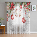 Lumi Talvine j&otilde;ulupuu Frost Hirved Sifonki l&auml;bipaistvad kardinad elutuppa Magamistoa kaunistamiseks Aken Voiles t&uuml;llkardin W135 x H115cm x1&Rod Pocket