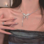 Teemantliblika tuti rangluu kaelakee naistele &ndash; luksuslik, mitmek&uuml;lgne ja stiilne Claw chain bow necklace