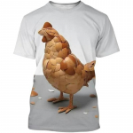 Uhke kukk 3D-prinditud meeste vabaaja l&uuml;hikeste varrukatega T-s&auml;rk suvine naljakas loomade T-s&auml;rk O-kaelusega &uuml;mmargused T-s&auml;rgid L