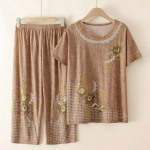 Naiste &uuml;likond, 2 tk, komplekt, puuvillane T-s&auml;rk ja p&uuml;ksid, puuvillased &uuml;lisuured vaba vabaaja &uuml;likond, kaheosalised p&uuml;ksid XXXXL parkkoor