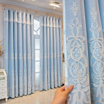 Tikanditega lilleline pimendav kardinapaneel &ouml;&ouml;sidega &ndash; UV-kindel, masinpestav, tikanditega, magamistoa, elutoa ja kontoriruumide jaoks 160*270CM