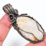 Plume Agate Handmade Copper Wire Wrap Jewelry Pendant 2.56 o9g54