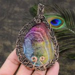 Rainbow Solar Quartz Copper Wire Wrap Jewelry Pendant 4.02 v3t35