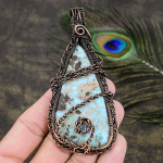 Caribbean Larimar Handmade Copper Wire Wrap Jewelry Pendant 4.02 r4q48