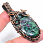 Ruby in Zoisite Handmade Copper Wire Wrap Jewelry Pendant 2.76 Q6O88
