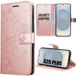 Coque - booling - samsung galaxy s25 plus (s25+) - protection synth&eacute;cuir motif papillon - rose