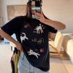 2025 Suvi puhas puuvill Vabaaja &uuml;lem&otilde;&otilde;duline T-s&auml;rk Naiste t&auml;navamood Harajuku Suur suurus naljaka koomiksiprindiga L&uuml;hikeste varrukatega T-s&auml;rgid Naistele Y2k Topid S must