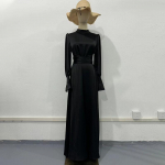 Femme pikkade varrukatega elegantne &otilde;htukleit suvine k&otilde;rge v&ouml;&ouml;kohaga side, volangidega maksikleidid naistele Prantsusmaa stiil vanaaegne puhkusekleit naistele S must