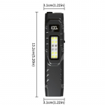 Kaasaskantav EDC taskulamp 800 luumenit USB laetav LED taskulamp Veekindel LED COB t&ouml;&ouml;valgusti matkamiseks h&auml;daolukorraks 1Pc must