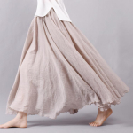 Naiste kahekihiline linane maksiseelik, plisseeritud vintage Boho Maxi pikk vabaaja puuvillane rannaseeliku kleit 95cm beež