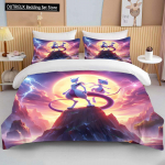 10 suurust Pokemon Mewtwo tr&uuml;kiga voodipesukomplekt multikas anime tekikott tekk padjap&uuml;&uuml;r poisid t&uuml;drukud lapsed t&auml;iskasvanud king suurus kingitus 150x200cm 3pcs