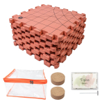 9 tk 32x32 cm vahtkudumise blokeerimismati komplekt koos 100 tk 38 mm T-n&otilde;ela ja puidust n&otilde;elahoidjaga vanaema ruutude kudumiseks punane