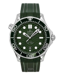 Omega Seamaster Kummirihm Roheline sihver Automaatne Sukeldujakell 210.32.42.20.10.001 300M Meeste kell roheline