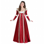 Uus Halloweeni Punane Kuninganna Kuningas Kost&uuml;&uuml;m Vintage Pitsi Patchwork Pitsi &Otilde;ukonna Kleit Kleit M