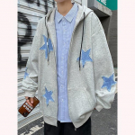Meeste Star Patch t&otilde;mblukuga kapuuts meestele Suure suurusega Y2k dressipluus jakk E-Girl 90ndate pullover t&auml;navar&otilde;ivad XL must