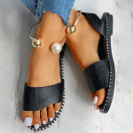 Uued suvised naiste helmestega sandaalid sussid Kingad Naiste naiste sandaalid pl&auml;tud vabaaja lamedad slingback sandaalid kingad 43 must