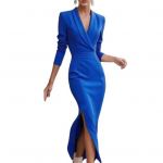 Naiste Midi Bodycon Tupekleit Rev&auml;&auml;r V-kaelus 3/4 varrukas Kontori &Auml;rikleit Ametlik Kokteil T&ouml;&ouml; L&otilde;hikuga Pliiatskleit S