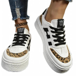 S&uuml;gis Uus Mood Leopardimustriga Disainer Naiste L&otilde;uendkingad 2024 Vabaaja Mitmek&uuml;lgsed Naiste Vulkaniseeritud Kingad Mujer 36 valge