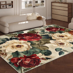 P&otilde;hjamaise lille-taime stiiliga vaip elutuppa luksuslik kaunistus lilleline pl&uuml;&uuml;svaip 200x300cm magamistupp voodiotsa libisemisvastane pestav matt 80*120cm black