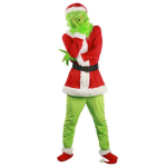 Grinchi kost&uuml;&uuml;m j&otilde;ulur&otilde;ivad t&auml;iskasvanutele ja lastele roheline koletise mask peakate peoriided erinevad suurused Children/110cm red