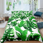 Lehe Muster Tekikott Komplekt Romantiline Puhkusesaar Hawaii Banaanipuud Voodipesu Komplekt Kahekohaline Queen King T&auml;issuurus Pol&uuml;ester Tekikoti Kate 70x133cm 2pcs