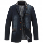 Meeste Meeste Denim pintsak Meeste Suur Suurus Moodne V&auml;ike &uuml;likond M tumesinine v&auml;rv