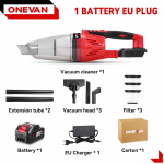 ONEVAN 12KPA Elektriline tolmuimeja 1500W Multifunktsionaalne k&auml;eshoitav Auto Kodu Puhastus Tolmut&ouml;&ouml;riist Makita 18v Aku Pinni jaoks 1xBattety-EU Plug