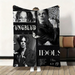 KUUM laulja Y-Yungblud Viska flanell kohev pehme tekk soe nahas&otilde;bralik viska diivanile voodisse kontorisse uinakuks talveks 30x40in gray