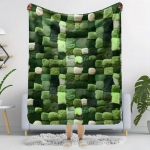 Superpehme sammalroheline tekk - Nelja hooaja luksuslik flanellvoodikate paksu metsatr&uuml;ki ja rohe-pruunide mosaiikmustritega 30x40in