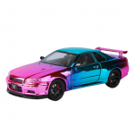 1/24 Nissan Skyline GT-R GTR R34 Sulamist Galvaanilisekattega Spordauto Mudel Valatud Metallist V&otilde;idus&otilde;iduauto S&otilde;idukid Mudel Heli Valgus Laste M&auml;nguasi Kingitus roosa