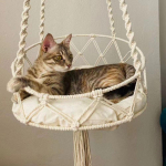 Boheemlaslik k&auml;sitsi kootud kassihamaki voodi siseruumide kaunistuseks Double-circle sloped cat basket without cushion
