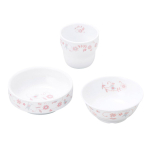 OGISO tugevdatud portselanist lauan&otilde;ude komplekt ja mikrolaineahju-s&otilde;bralik Sarasa roosa [Ametlik] 3-osaline (N&otilde;udepesumasinas ohutu) SET-0057