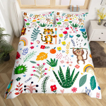 Ahvikuninganna T&auml;is-kaksik tekikott, Kawaii loomaahvi tekikott oksad lehed voodipesukomplekt lastele t&uuml;drukutele teismelistele t&auml;iskasvanutele 150x200cm 3pcs