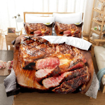 Beefsteak &uuml;heinimesevoodi, t&auml;issuuruses queen-size voodipesukomplekt, poiste magamistoa tekikott, 3D-prindiga gurmeepraad EU Single(135*200cm)3pcs beige